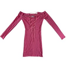 Fashion Nova Sweet Girl Lace Up Mini Dress - Hot Pink Size Medium