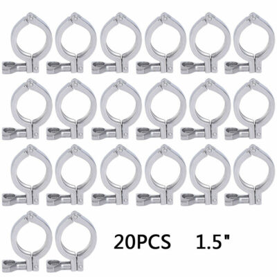 20 Pack 1.5''Tri Clamp Clover Sanitary Fits 50.5MM OD Ferrule Stainless Steel 304