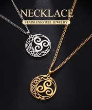 Wikinger Halskette mit Anhänger Amulett Triskele Symbol Silber Gold Edelstahl