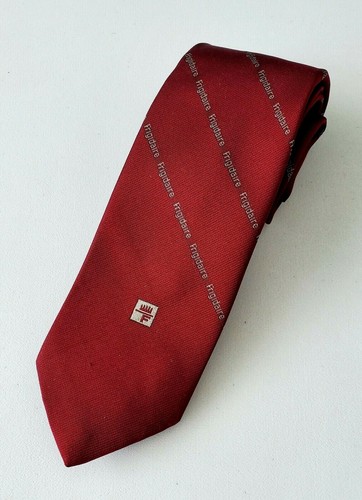 Cravatta collo uomo vintage FRIGIDAIRE Company LOGO "Il Presidente" rosso scuro bordeaux - Foto 3 di 8