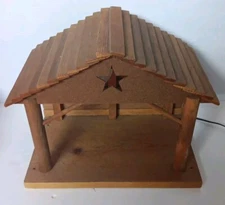 Vintage 1960s /  Big / Christmas  Wood Nativity Manger Stable Handmade 