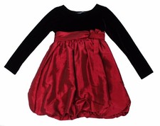 George Girls Size 6XG Red Black Velvet Long Sleeve Formal Dress