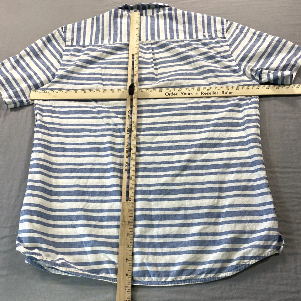 Camisa Quiksilver Waterman Para Hombres XL Azul Blanco Rayas Abotonada Campamento Playa Adulto Foto 4 de 4