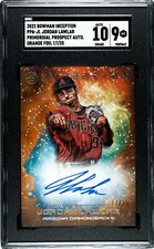 2022 Bowman Inception Jordan Lawlar Auto Primordial Orange Foil /25 SGC 9 MINT