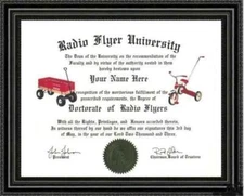 Radio Flyer Lover's Diploma / Degree Custom made and Designed for you UNIQUE