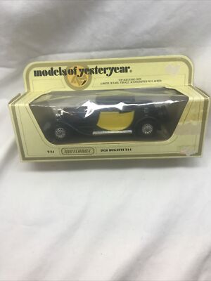 Vintage Matchbox Models of Yesteryear Black 1928 Bugatti T44 Y-24