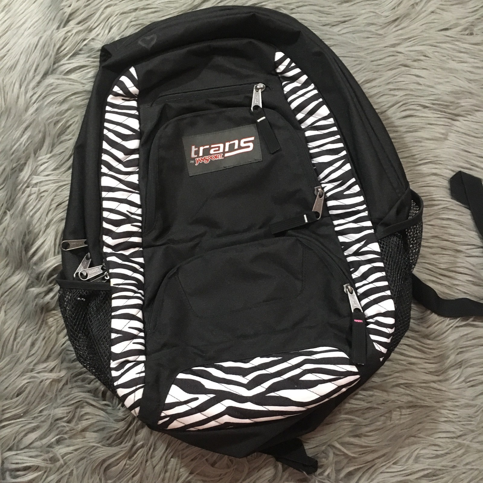 Trans by Jansport Backpack Black White with Zebra Str… Gem