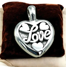 925 STERLING SILVER HEART "LOVE" PENDANT LIGHTWEIGHT, CHAIN SOLD SEPARATELY 1685