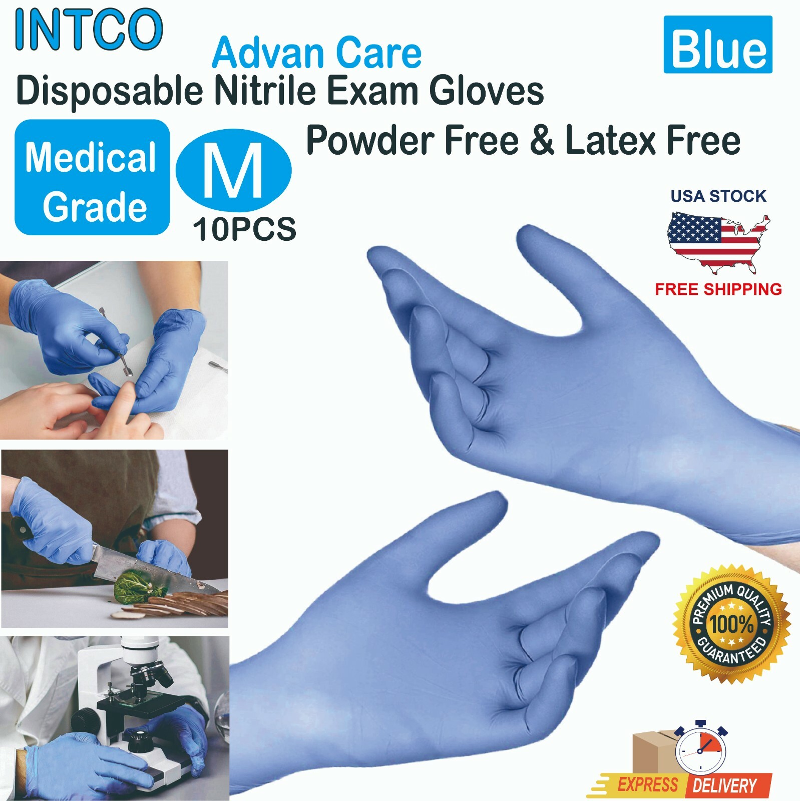 102000 PCS INTCO ADVANCARE Nitrile Exam Gloves Chemotherapy Rated M