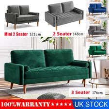 2/3 Seater Velvet Sofa Modern Linen Couch Love Seat Settee Apartment Home Office