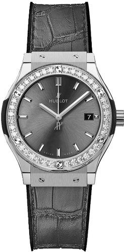 HUBLOT 581.NX.7071.LR.1104 CLASSIC FUSION DIAMONDS TITANIUM RACING GREY 33MM