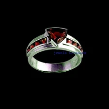 Natural Garnet Gemstones with 925 Sterling Silver Ring for Men's #4549