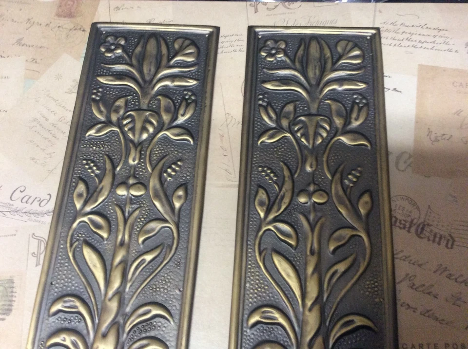 Reclaimed Solid Brass Door Finger Plates Antique Brass re finish Large Oblong - Image 3 of 4