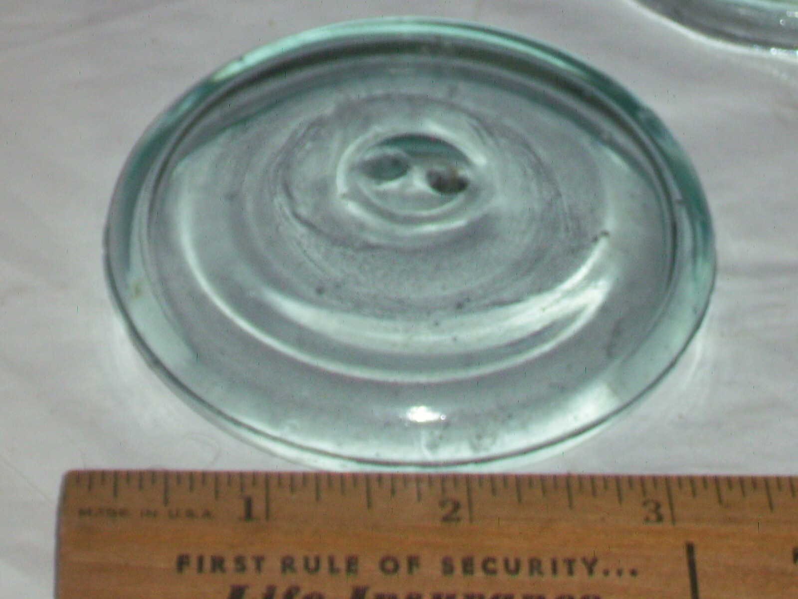 Blue Odd shaped, standard size ?  Glass bail top canning Jar lid 
