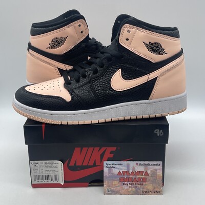 Size 7Y Air Jordan High Crimson Tint Pink Black Leather
