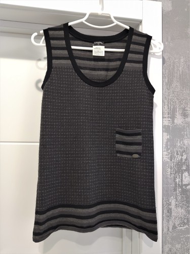 CHANEL Cashmere Sleeveless Sweater Blouse Top Shirt Tank Vest Gray Gilet 36 XS - Picture 2 of 16