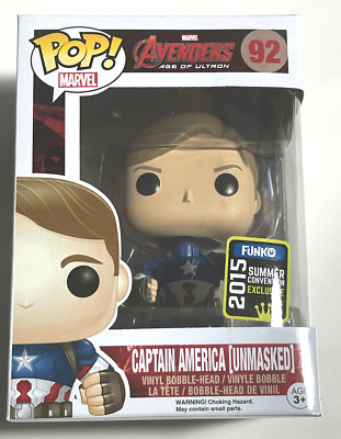 Captain America Unmasked Funko Pop Vinyl Figur SDCC 2015 Exclusive Marvel #92