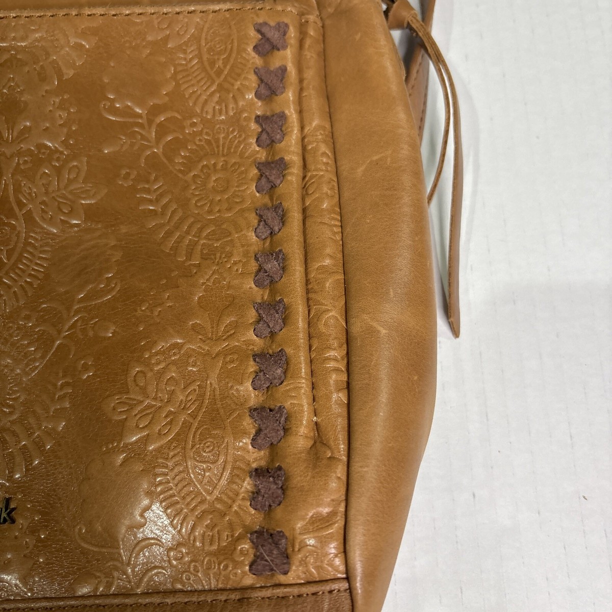 The Sak Leather Tooled Bag Converts Backpack Shoulder 