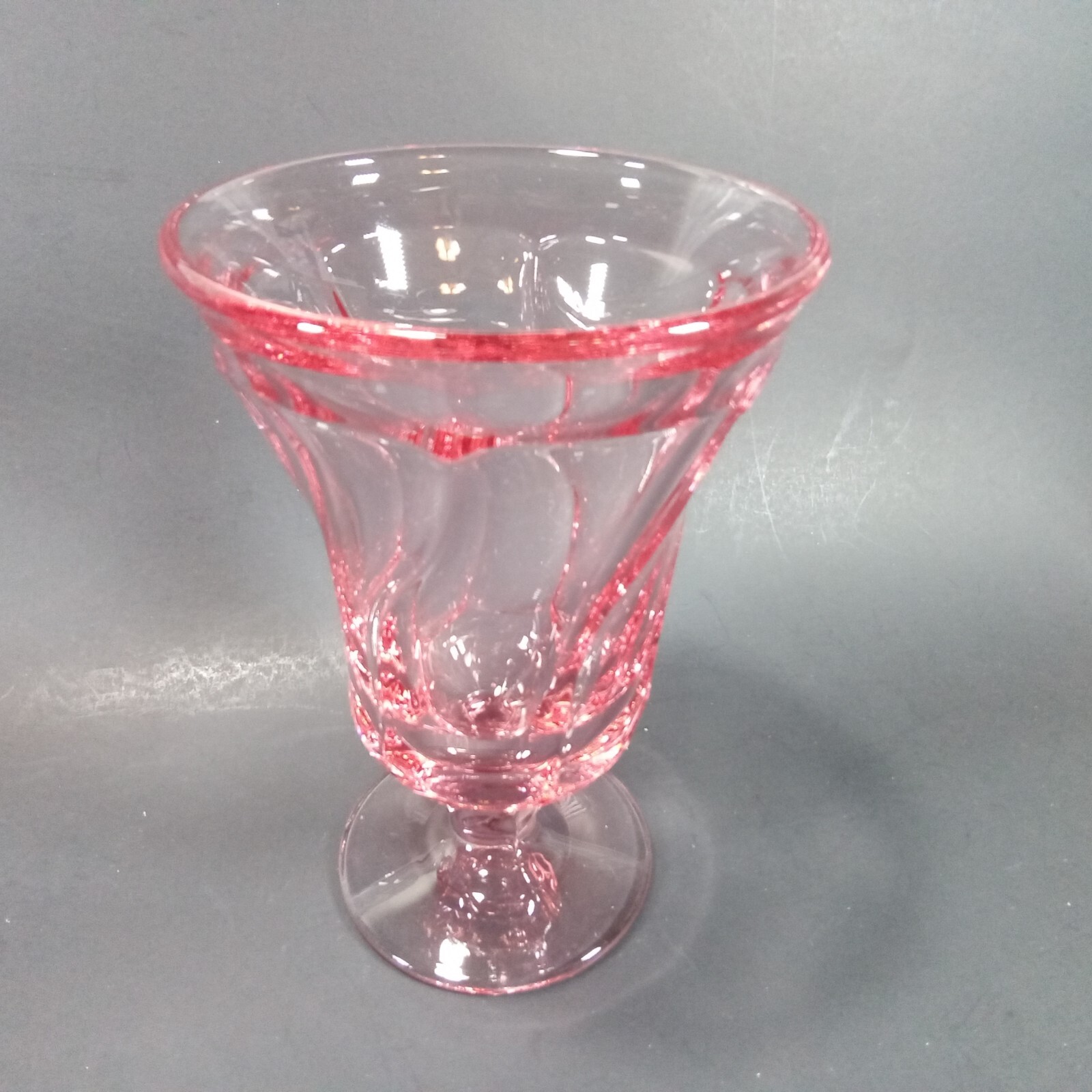 4 Vintage Fostoria Jamestown Pink Iced Tea Footed Swirl Glasses 6 1/8