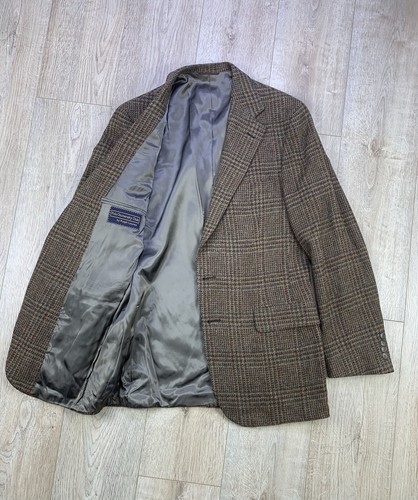 Ralph Lauren Polo University Club Blazer Mens 42L Brown Herringbone Wool Tweed