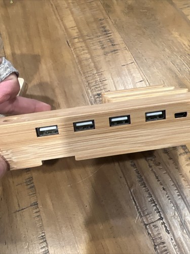 Bamboo Desktop Organizer Charging Station for Multiple Devices no cable - Picture 6 of 8