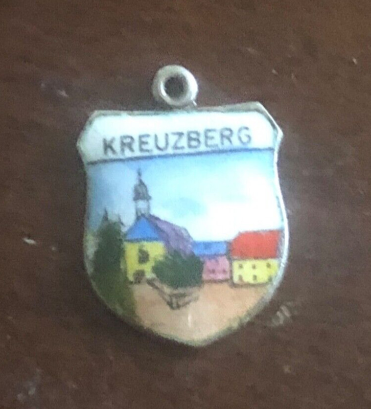 Vintage KREUZBERG 800 Silver Enamel SHIELD Charm ESJ