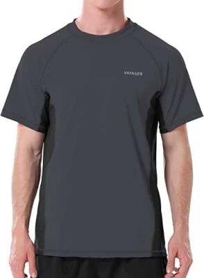 Vayager Short Sleeve Men's Swim Shirt with Rash Guard UPF 50+ SS Quick Drying
