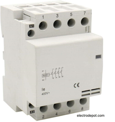 Contactor 4 Pole 40 AMP Lighting NO 40A, 120V coil, 50A 40A Motor 30A Open Box