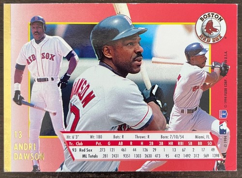 1994 Fleer Ultra #13 Andre Dawson Boston Red Sox MLB Major League Baseball Card - Picture 2 of 2