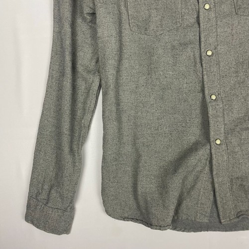 Gap Herren Pearl Snap Flanellhemd Größe Large Kragen Taschen grau 2010 Logo - Bild 6 von 12