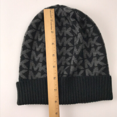New Michael Kors: One Size Black, Gray, Red Knit Logo Beanie MICHAEL KORS GRAY BLACK red KNIT FABRIC LOGO BEANIE HAT  main image 3