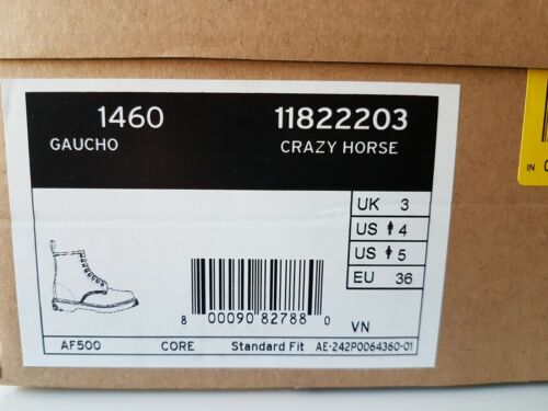 Brand New Dr Martens 1460 brown gaucho crazy horse 8 hole boots UK3 EU36 US5 - Picture 10 of 10
