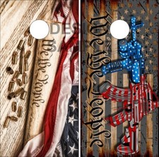 We the People Flag Gun Constitution Cornhole Wrap Bag Toss Skin Decal Sticker
