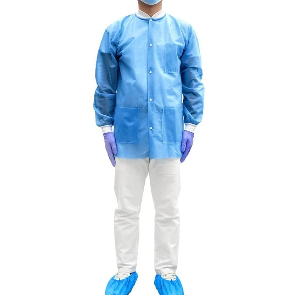 10-100 Count Disposable Lab Jackets, Unisex Hip-Length Lab Coats 45gsm (M) - Image 2 of 4