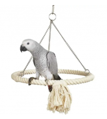 Parrot-Supplies Hanging Rope Ring Swing Large African Grey Parrot Toy