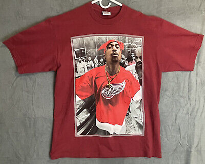 Men's Tupac T-shirt Pro Club Red Size XL Front and Back Men's Tupac T-shirt Pro Club Red Size XL Front and Back