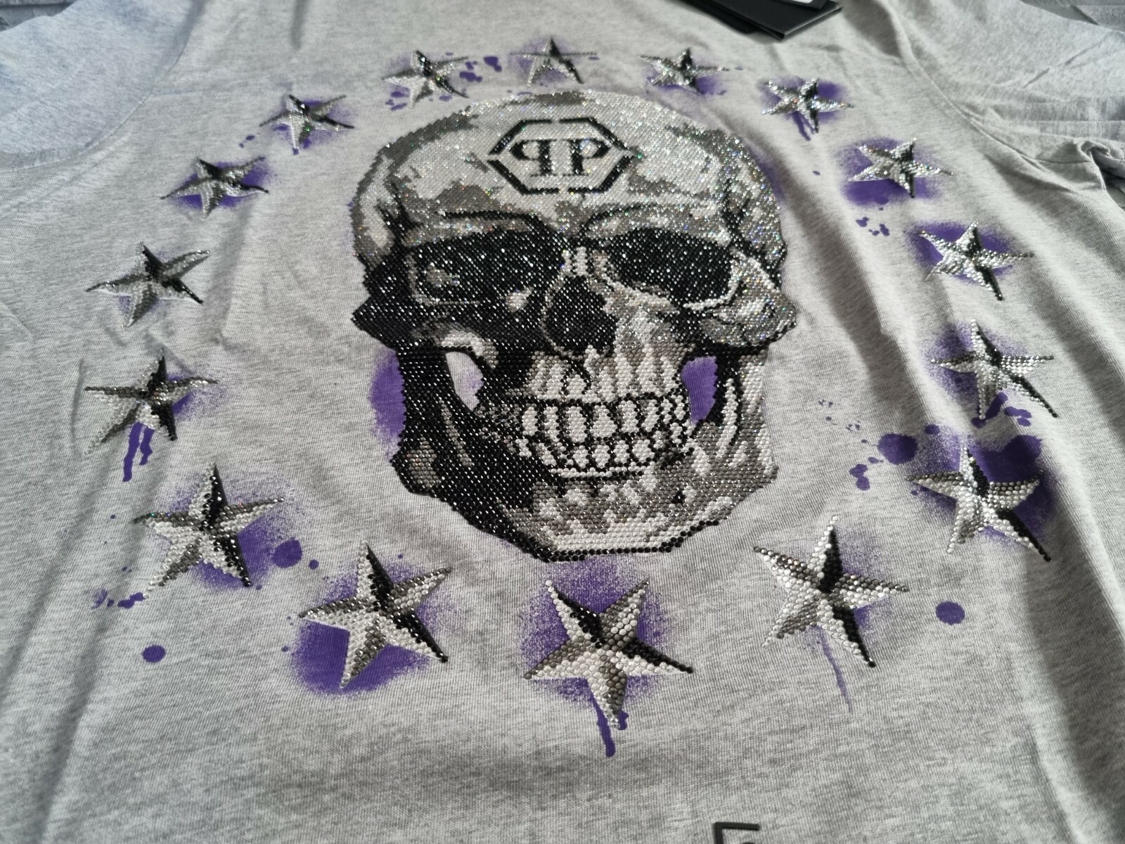ALTRA T SHIRT UOMO PLIPP PLEIN ROUND NECK SS STARS AND SKULL L NUOVA 