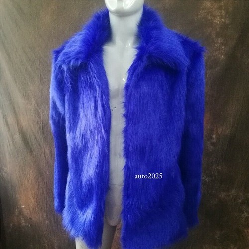 Fashion Men's Winter Soft Faux Fur Parka Outwear Overcoat Warm Jacket Short Coat - Picture 16 of 29