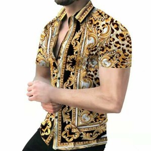 black and gold button down