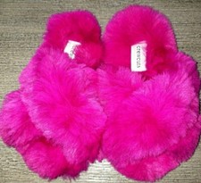 CREWCUTS CREW CUTS girls NEW NWOT MAGENTA FAUX FURRY SLIPPERS sz 8 SLIP ON