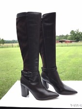 NINE WEST Collins GENUINE Leather Heeled Boots (Size 9 M) DK Brown $180