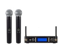Professional Wireless Microphone System Dual UHF Handheld Transmitter Vocal Mike