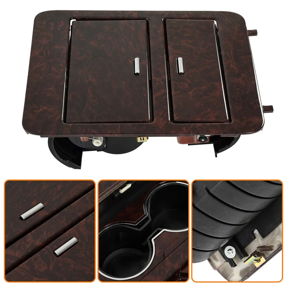 Woodgrain Center Console Cup Holder Storage Full Size For Chevy Trucks & Suv's Foto 2 de 4