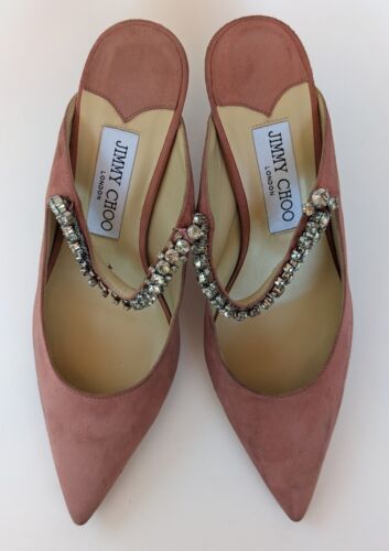 Jimmy Choo Bing Crystal Strap Suede Leather Mules Pink Size 36 EU | 3 UK | 6 US - Picture 15 of 16