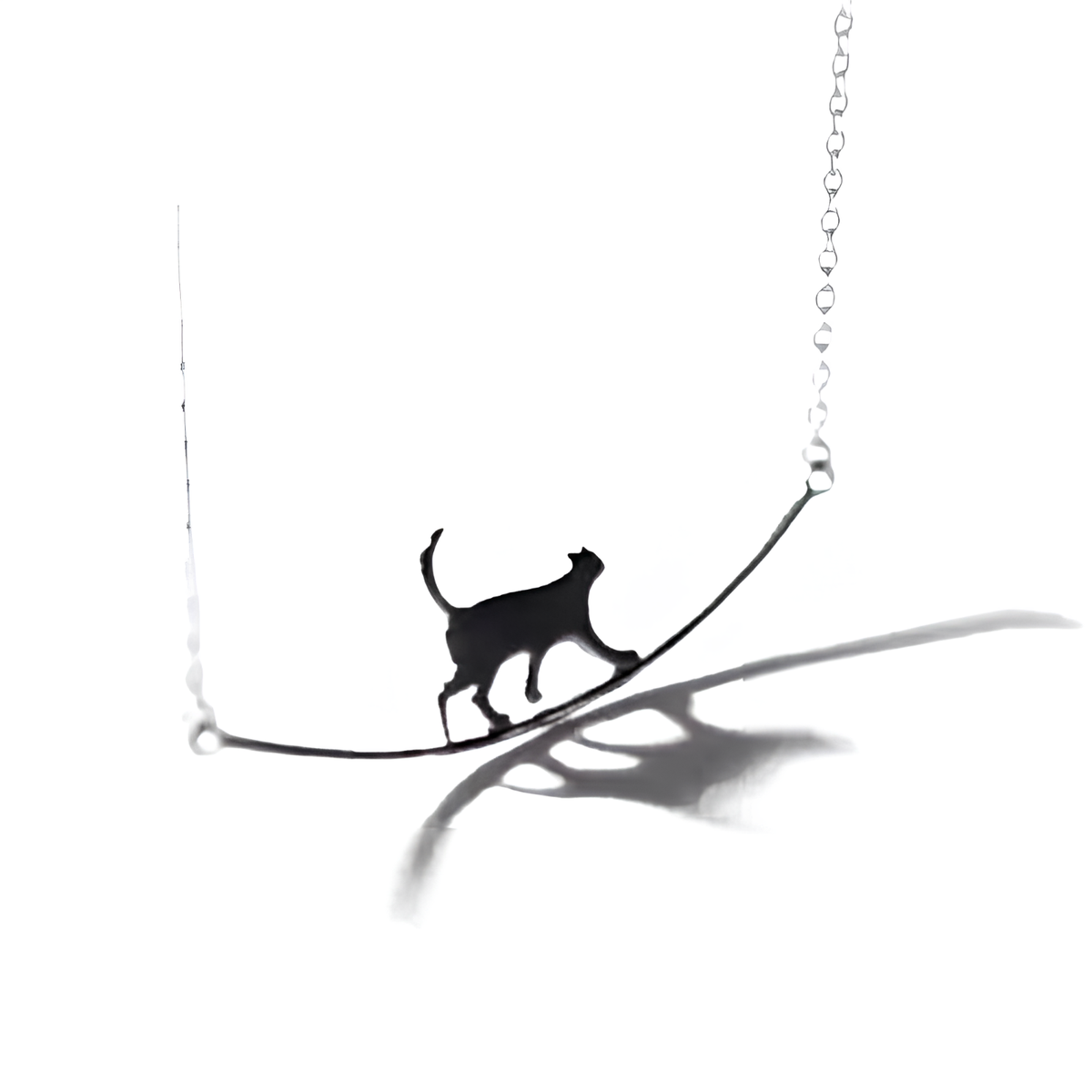 Pendentif Collier Argent Chat Qui Marche - Chaîne Rollo 51cm - Bijou Fantaisie