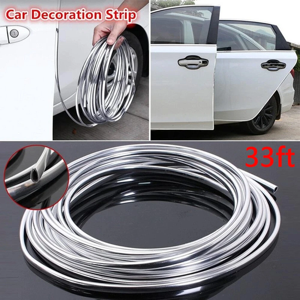33ft 10M Car Door Edge Scratch Guard Molding Trim Strip Plating Silver Protector