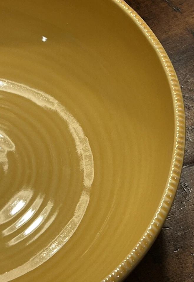 NEW 12" Pottery Barn Gabriella Low Serving Bowl | NWOT GOLD Round Stoneware Bowl - Image 2 of 4