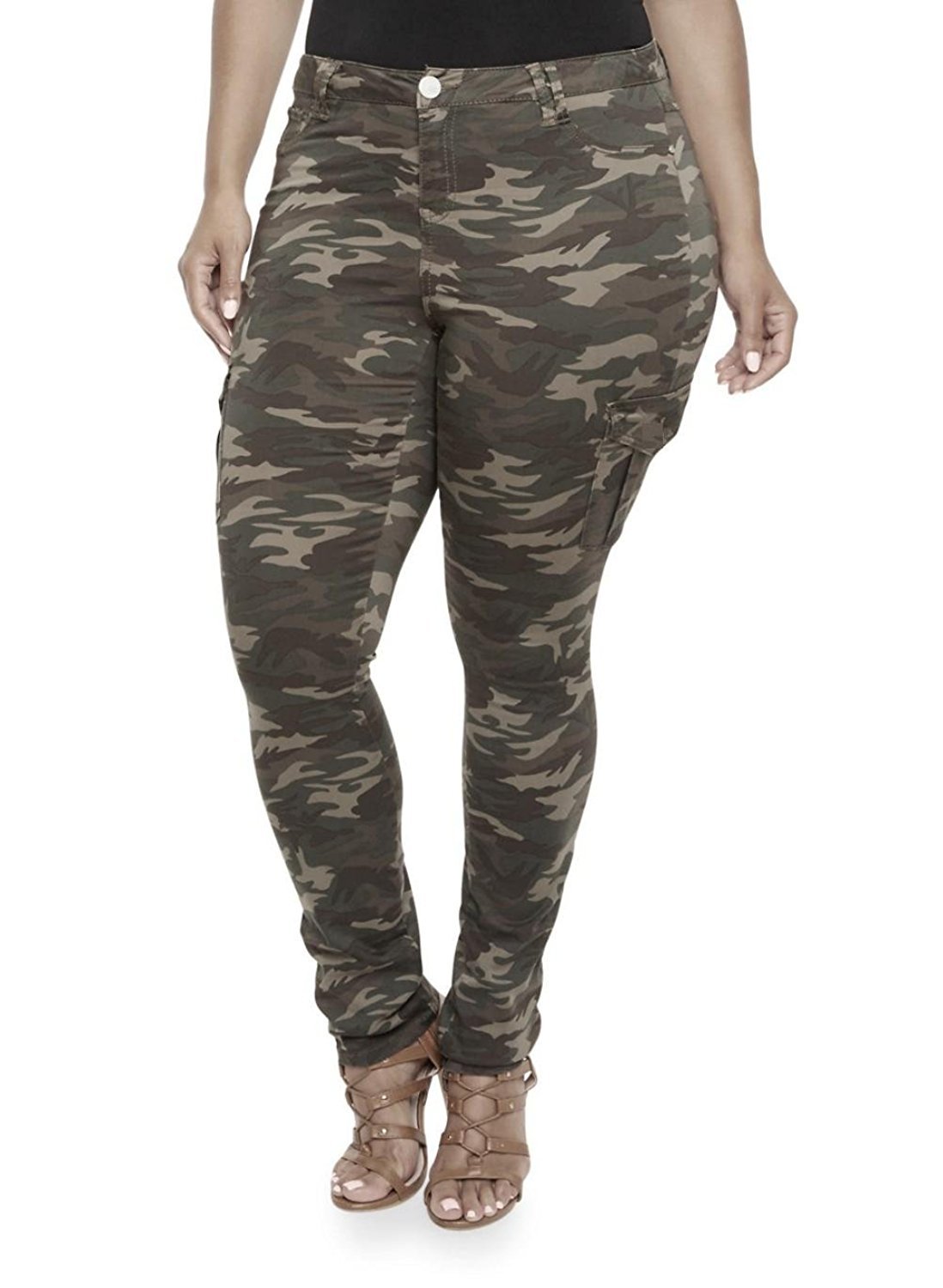 WOMENS PLUS SIZE Camouflage Skinny Blue Black DENIM JEANS Cargo joggers PANTS