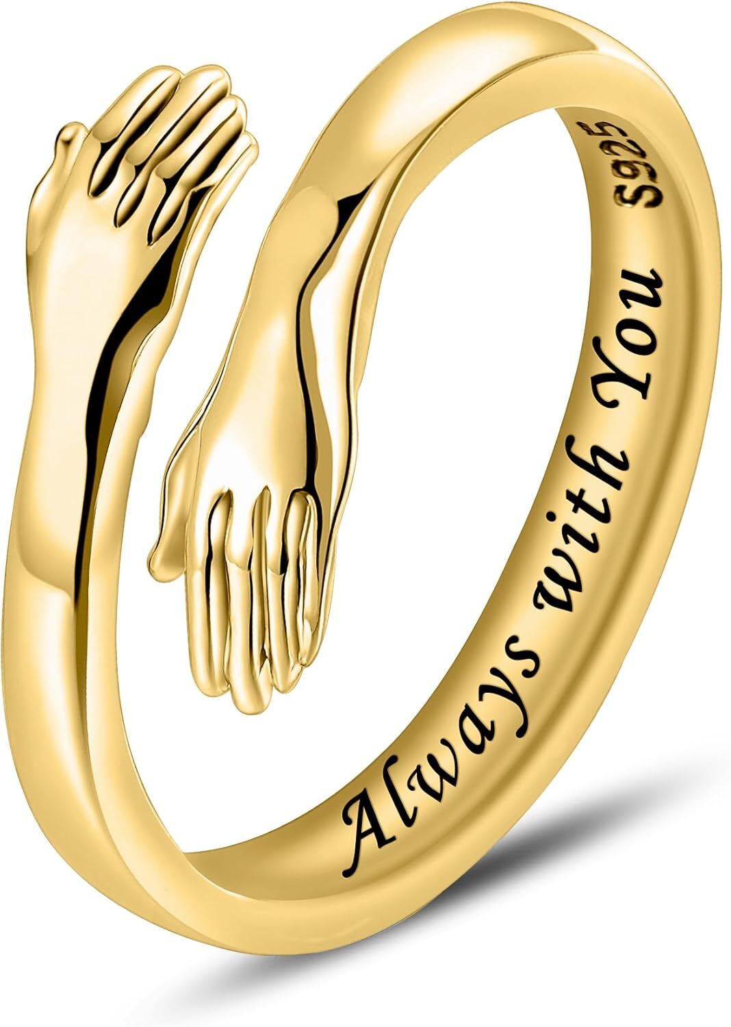 Hug Type Rings S925 Sterling Silver Hug Rings for Women Adjustable Hugging Hands Ring ...