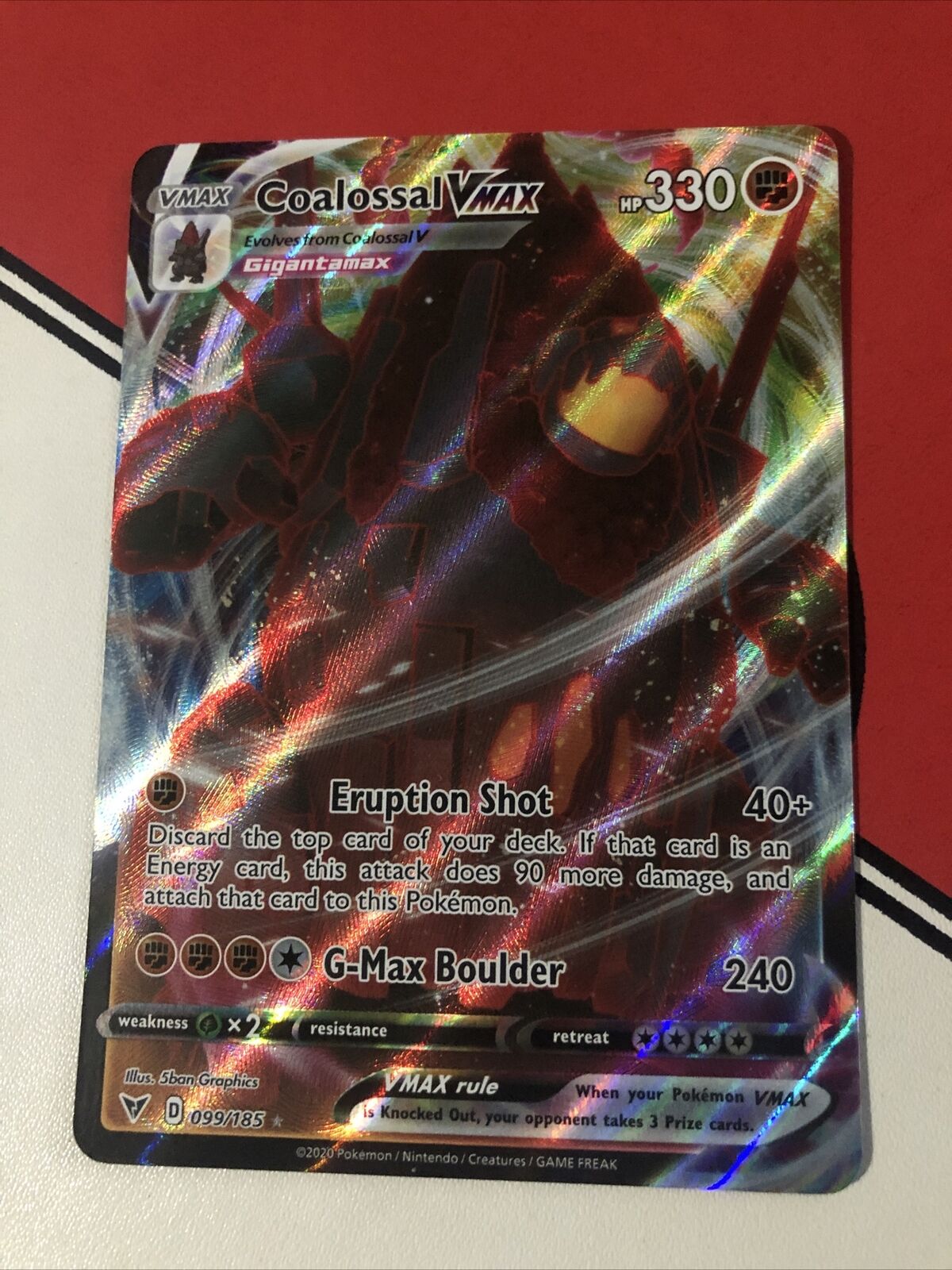 Carta Pokemon Coalossal VMAX Português 99/185 Card Original Copag V MAX